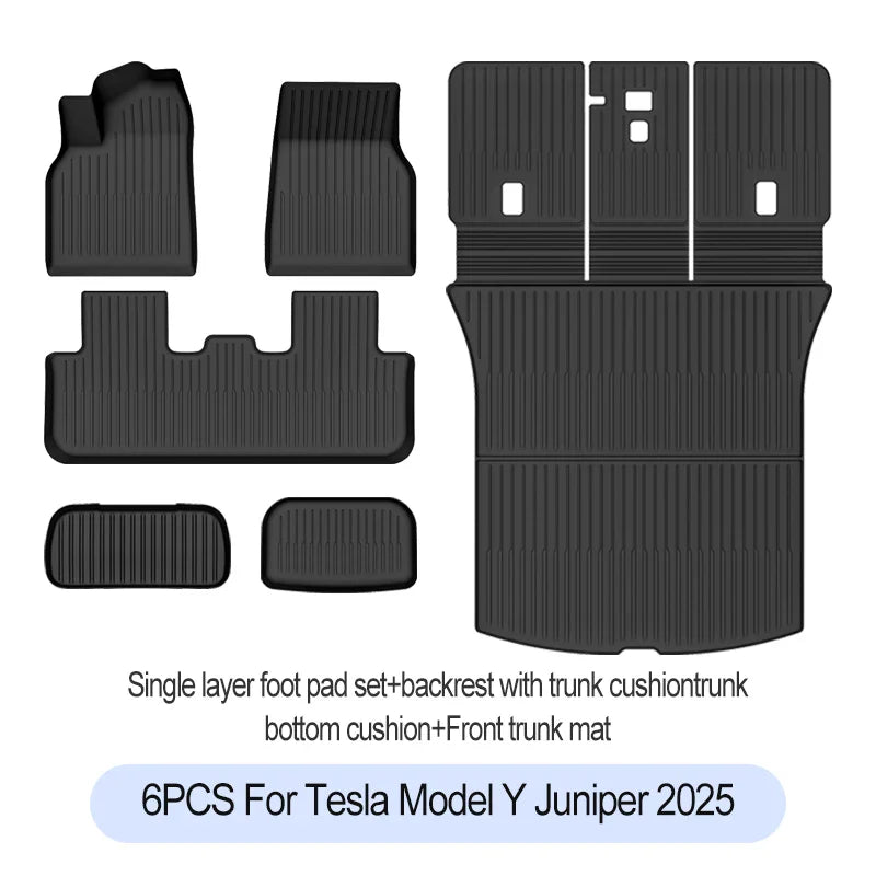 Tesla Model Y Juniper 2025+ TPE Floor Mats Set – Premium All-Weather Cargo & Trunk Liner, Wear-Resistant Car Interior Foot Protection Mats