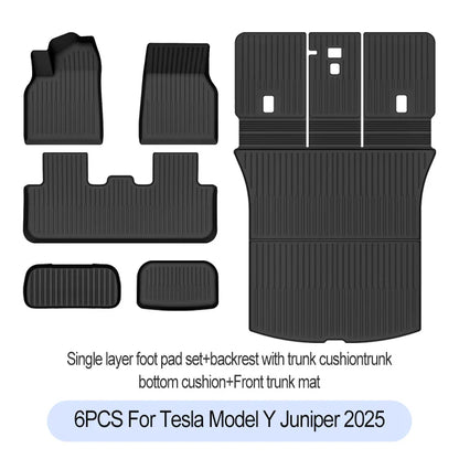 Tesla Model Y Juniper 2025+ TPE Floor Mats Set – Premium All-Weather Cargo & Trunk Liner, Wear-Resistant Car Interior Foot Protection Mats