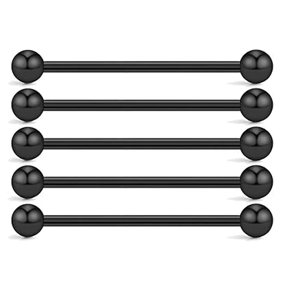 5PCS Titanium Piercing Barbell Set – 14G External Thread Tongue, Industrial, Nipple, Ear Tragus Rings (12–38mm Jewelry)