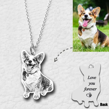 Personalized Pet Photo Necklace — Custom Engraved Dog & Cat Pendant, Handmade Memory Jewelry Keychain Gift