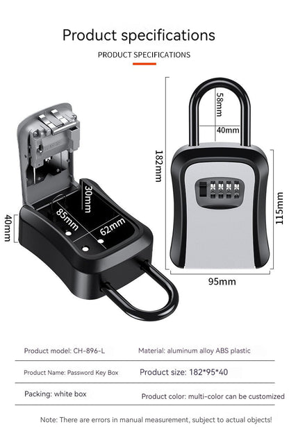 4 Digit Code Key Box – Waterproof Outdoor Password-Protected Storage with Steel Wire Hook for Key Hanging and Security