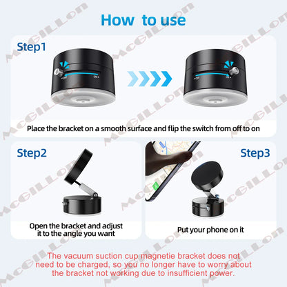Vacuum Magnetic Folding Swivel Stand – Double-Sided Suction Cup Universal Mobile Phone Holder