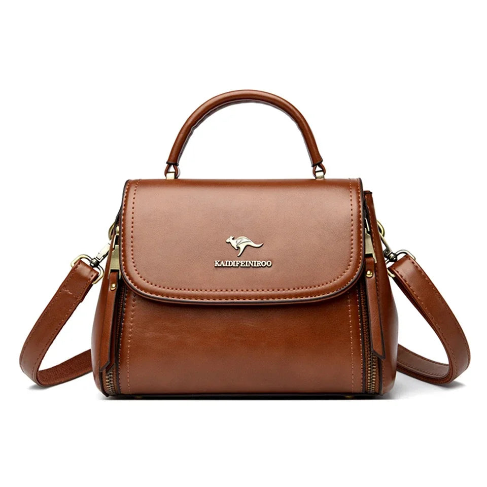 Women’s Soft Leather Top-Handle Bag – Luxury Shoulder Messenger Handbag & High-Quality Purse