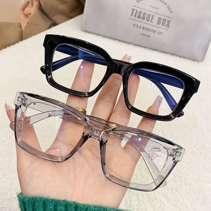 2024 Oversized Square Anti-Blue Light Glasses, Large Frame Myopia Transparent Eyeglasses