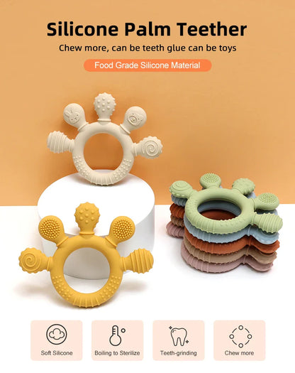 Multicolor Silicone Baby Teething Ring – Handheld Teether Toy for 0-12 Months, Chew Beads Sensory Gum Relief Soother