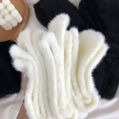 Mink Velvet Thermal Socks — Thick Plush Coral Velvet Floor Socks for Women & Men, Autumn Winter Warm Black White