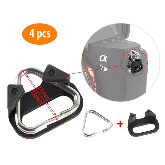 Camera Strap Triangle Split Ring Buckle Set 4Pcs — Belt Hook Replacement for Fujifilm Olympus Pentax