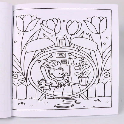 Coloring Books for Adults and Teens, Cute Puppies Cartoon Designs for Relaxation, Cozy Hygge Moment Coloring Fun