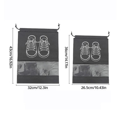 5Pcs Shoe Storage Bag Set – Waterproof Non-Woven Fabric Travel Shoe Organizer with Strap, Large Capacity & Moisture-Proof Design