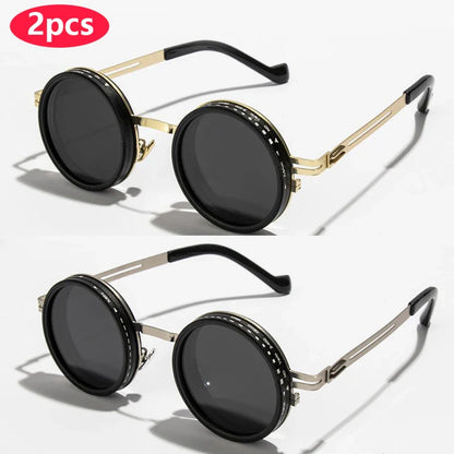 Polarized Round Sunglasses ND9 – Adjustable Dimming Retro Punk UV400 Shades for Men & Women, Ideal for Fishing & Outdoor Use