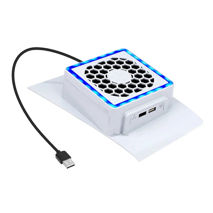 NEW Side-Mounted Cooling Fan for PS5 Slim – LED Light & 2 USB Ports Game Console Cooler Accessory
