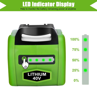 Greenworks 40V 6.0Ah G-MAX Li-Ion Battery – Compatible with 29472, 29462, 29252, 20202, 22262 Cordless Power Tools (Not Gen 1)