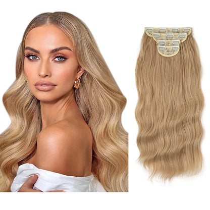 SARLA Synthetic Long Wavy Clip-In Hair Extensions 22" Thick Hairpiece for Women – Brown, Blonde, Black