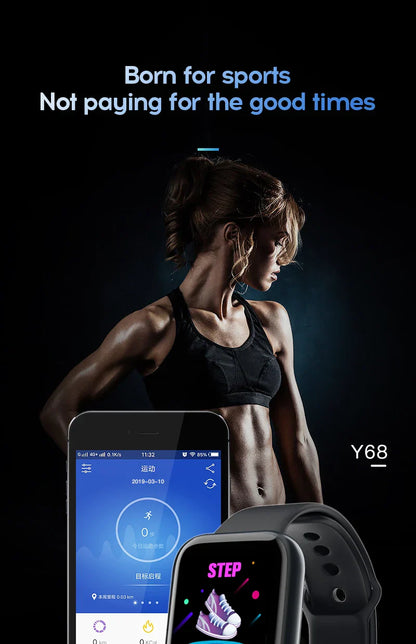 Multifunctional Y68 Smartwatch — Bluetooth Phone, Music, Fitness & Sports Tracker with Sleep Monitor for Men & Women, D20 Model