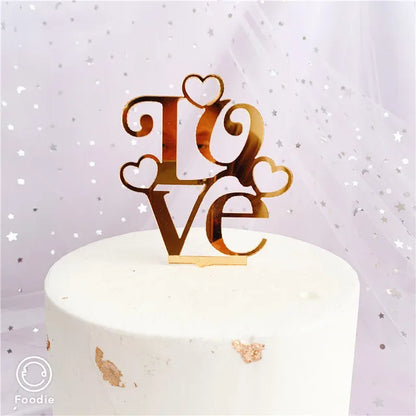 Big Red Love Cake Topper – Acrylic Wedding & Engagement Party Decoration, Valentine’s Day Love Cake Topper