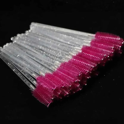 50-Pack Disposable Crystal Eyelash Brush Combs – Professional Eyelash Extension Mascara Wands for Makeup and Beauty Tools