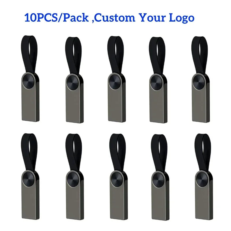 10-Pack Custom Logo USB Ring Flash Drive – Mini Pen Memory Stick 4GB/8GB/16GB/32GB, Perfect Wedding & Photography Gift
