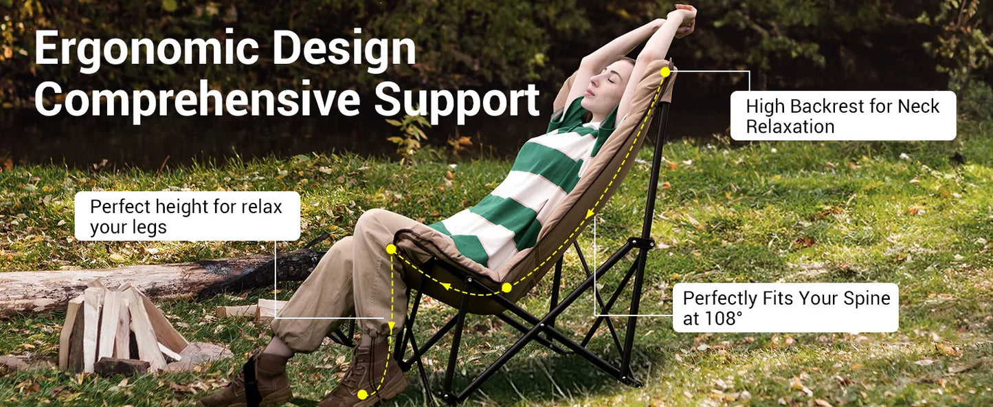 KingCamp Portable Foldable Butterfly Chair – Comfortable Upholstered Seat for Camping, Dorm & Outdoor, 300 lbs