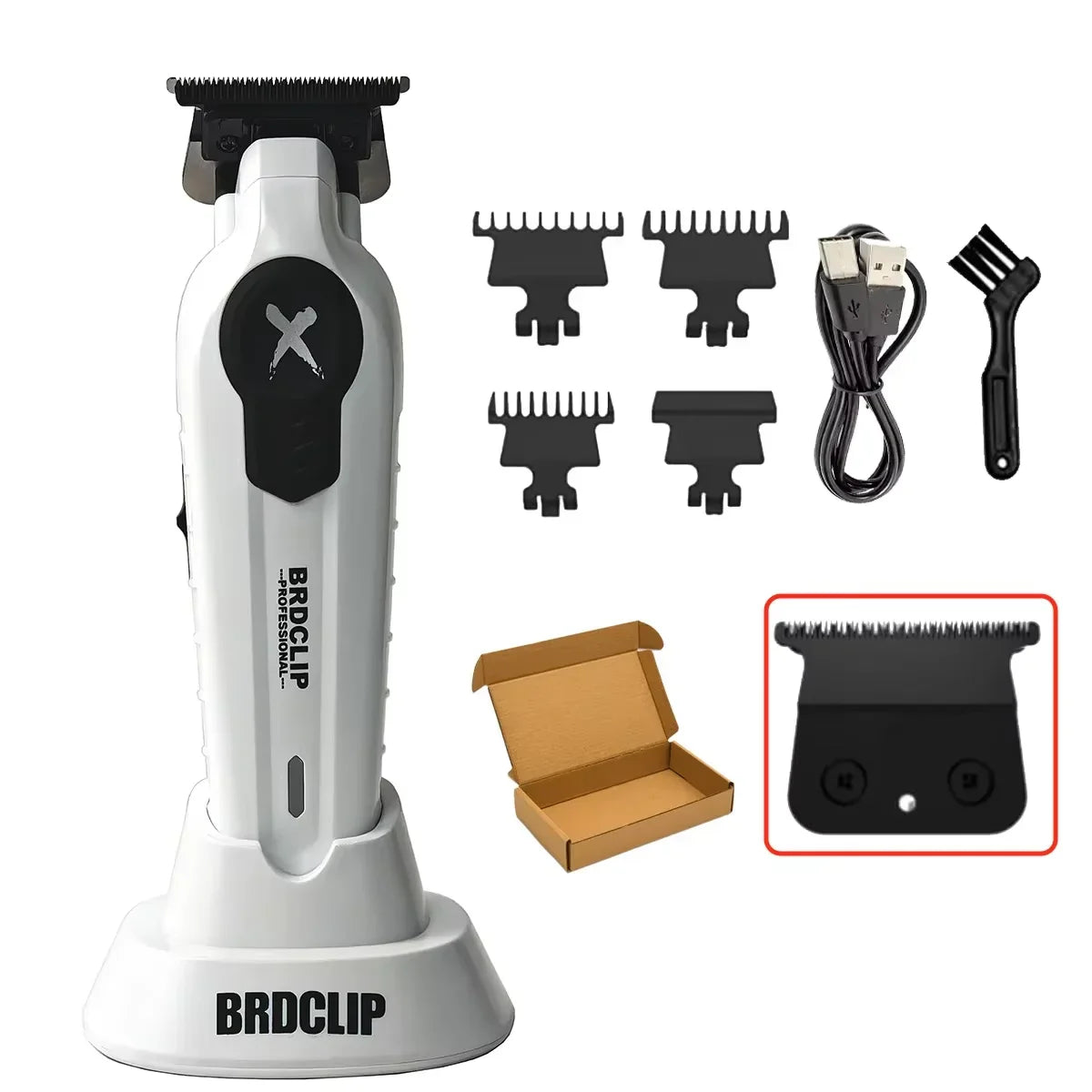 2025 BRDCLIP FA1T Green Professional Hair Trimmer — Barber Carving Electric Clipper with Gradient Finish & Charger Stand
