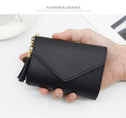 Women’s RFID Blocking Mini Leather Wallet – Compact Luxury Purse with ID Window, Purple Letter Design