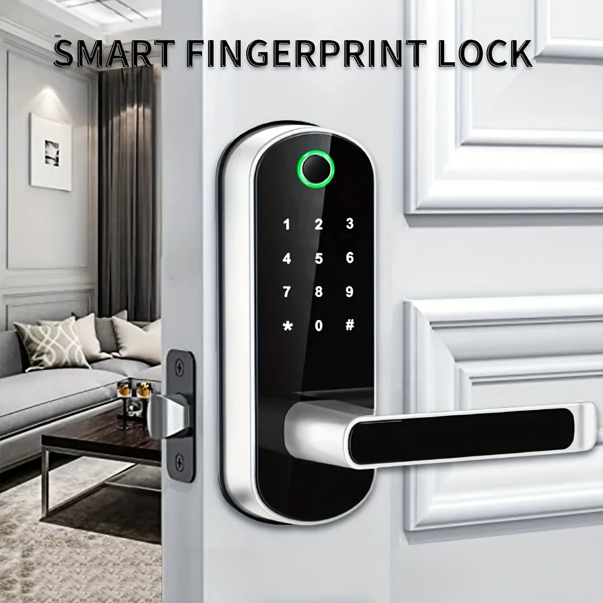 Smart Fingerprint Door Lock – Keyless WIFI Digital Touchscreen, App Remote Control, NFC, IP67 Waterproof, Includes 2 IC Cards