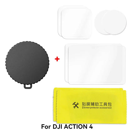 Silicone Camera Lens Dust Cover for DJI Osmo Action 4/5 Pro – Non-Slip Lens Protector with Tempered Film Accessory
