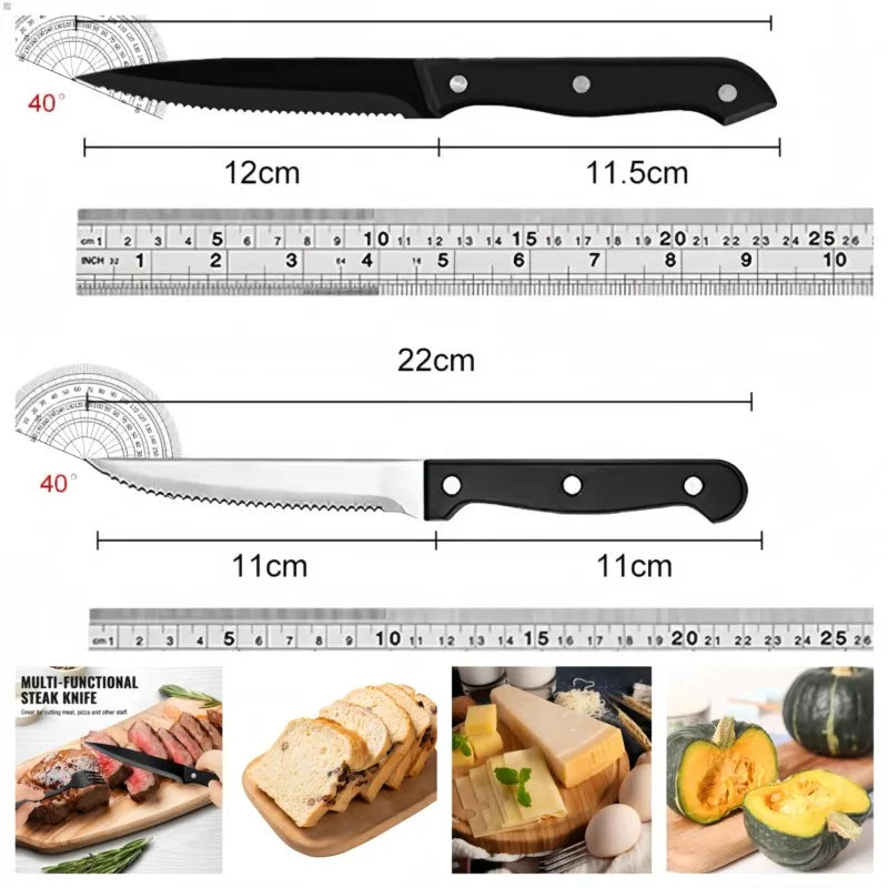 1/4/6/8/12-Pc Steak Knife Set – Full Tang Serrated Stainless Steel Knives for Beef, Bread & Restaurant Table Dinner Use