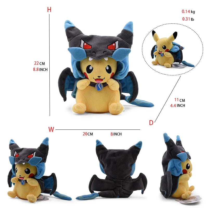 Cos Eevee Pikachu Cosplay Plush Toy – Lucario Stuffed Animal Doll, 20-30CM Cartoon Collectible Gift