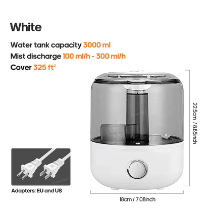 KINSCOTER 3L Air Humidifier – Large Capacity Aroma Diffuser with Remote Control & Timer for Home and Plants