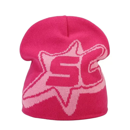 Y2K Letter Knitted Beanie Cap – Unisex Winter Autumn Warm Ski Skullcap, Hip Hop Streetwear Ear Cover Hat for Men & Women