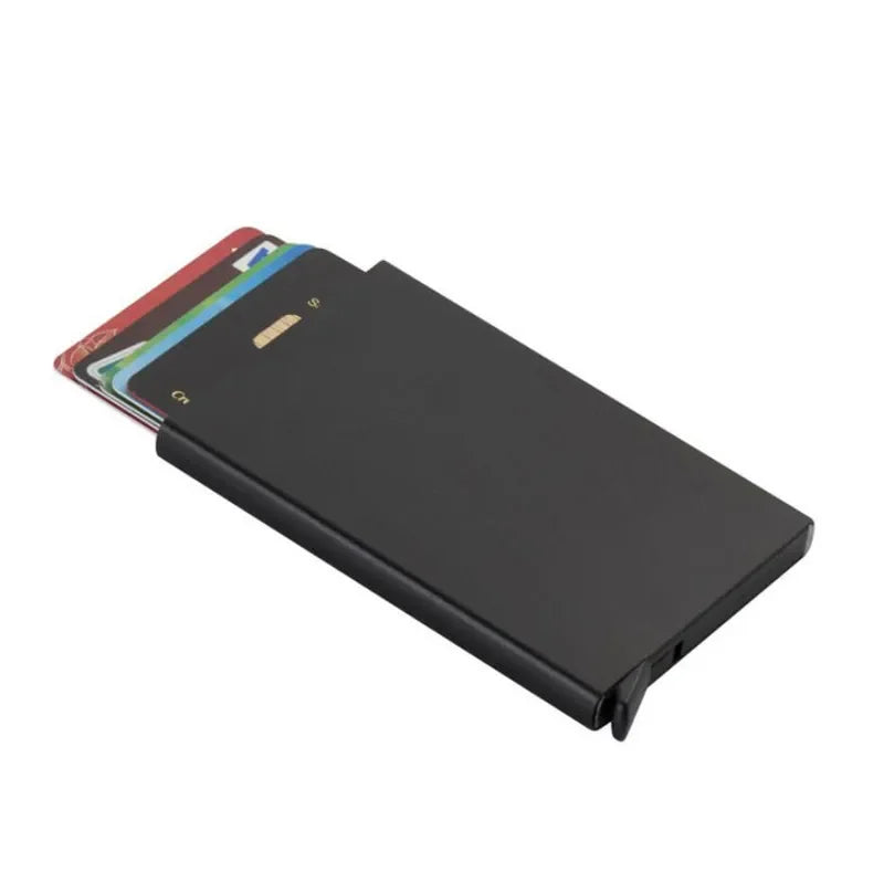 Automatic Flip Card Holder Sleeve — Large Capacity Metal Wallet with 12 Slots, Anti-Theft Credit Card Case for Men