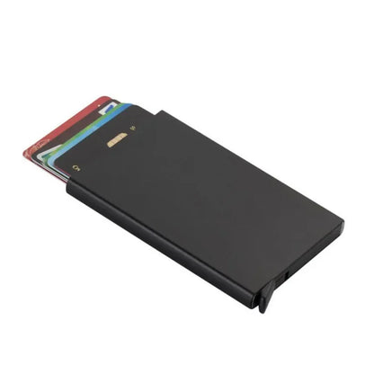 Automatic Flip Card Holder Sleeve — Large Capacity Metal Wallet with 12 Slots, Anti-Theft Credit Card Case for Men
