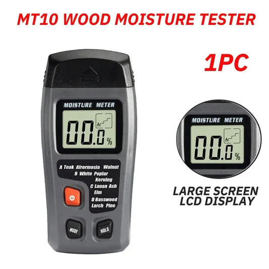 MT10 Digital Wood Moisture Meter - Accurate Hygrometer with Large LCD Display, Wall and Wood Moisture Detector