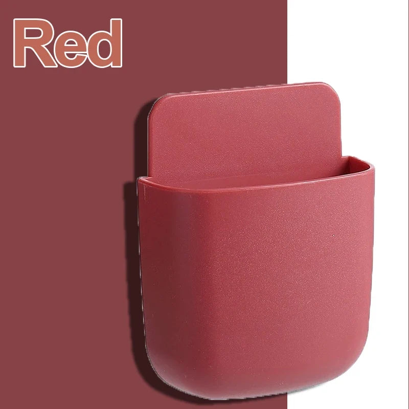 2PCS Wall-Mounted Storage Box – Phone Charging Plug & Remote Control Organizer Rack for Home Use