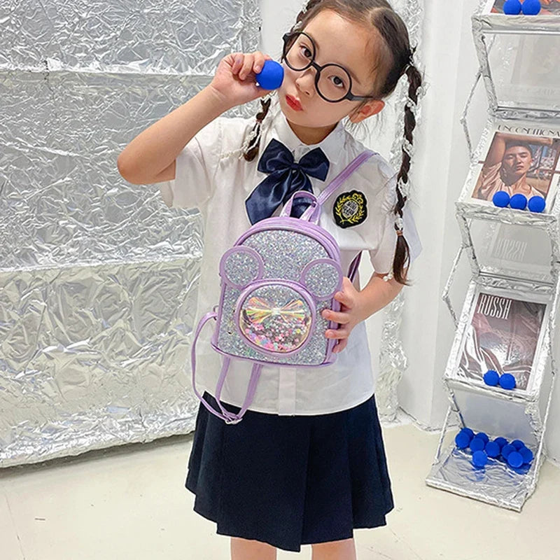 Kids Sequin Cartoon Mouse Backpack - Cute Princess Bag for Girls & Kindergarten