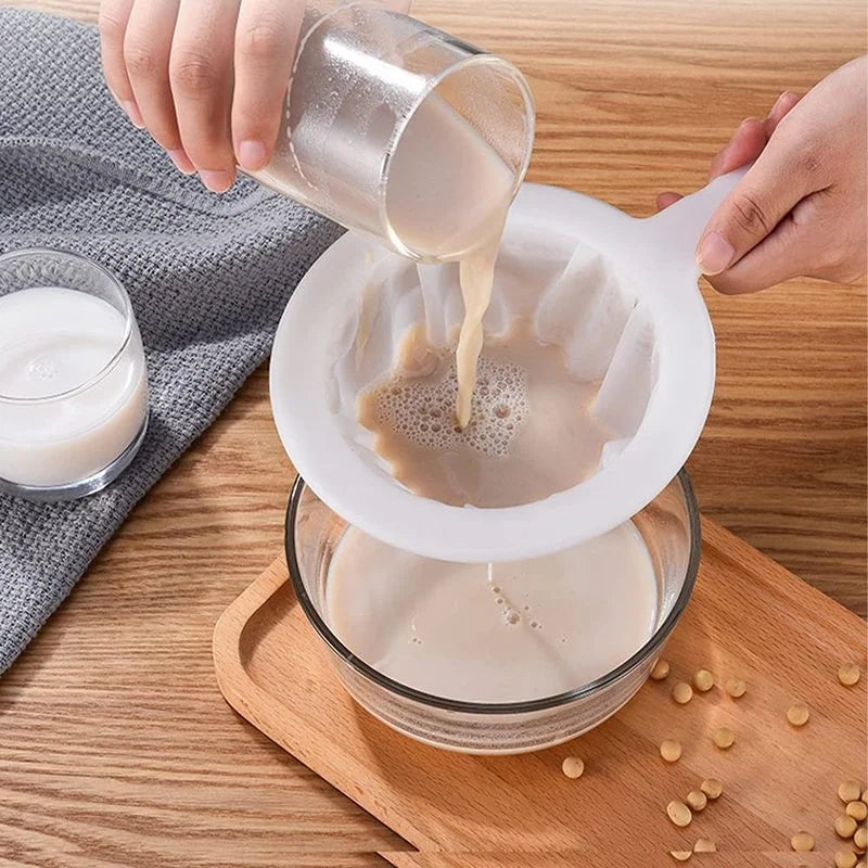 100/200/400 Mesh Washable Nylon Ultra Fine Filter Mesh Strainer Spoon Sieve for Soy Milk, Juice, Coffee, Tea, and More - Kitchen Colander