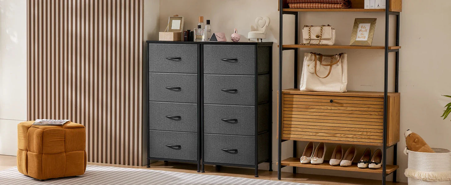 4-Layer Fabric Living Room Cabinets – Steel Frame Wardrobe Closet for Clothes Storage