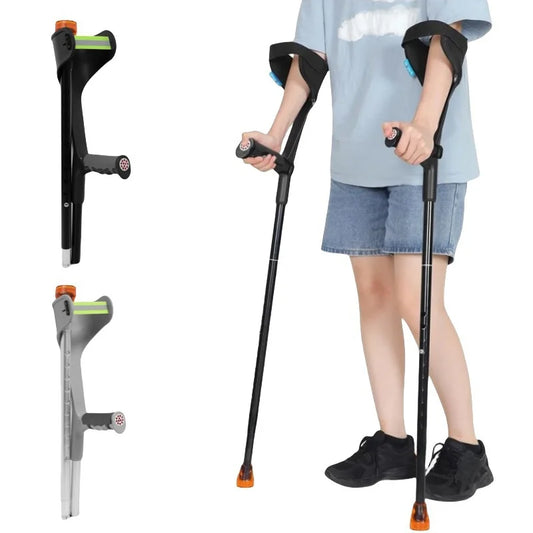Lightweight Adjustable Aluminum Forearm Crutches for Adults — Foldable Elbow Crutch with Cuff for Walking