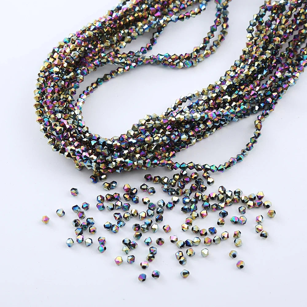 3/4mm Crystal Bicone Glass Beads - White Loose Faceted Beads for DIY Bracelets, Earrings & Jewelry Making