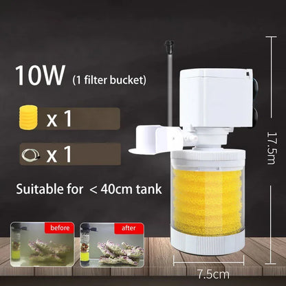 220V Silent Aquarium Filter – Submersible Water Pump with Bio Sponge, Skimmer & Waves Maker for Turtle & Fish Tanks