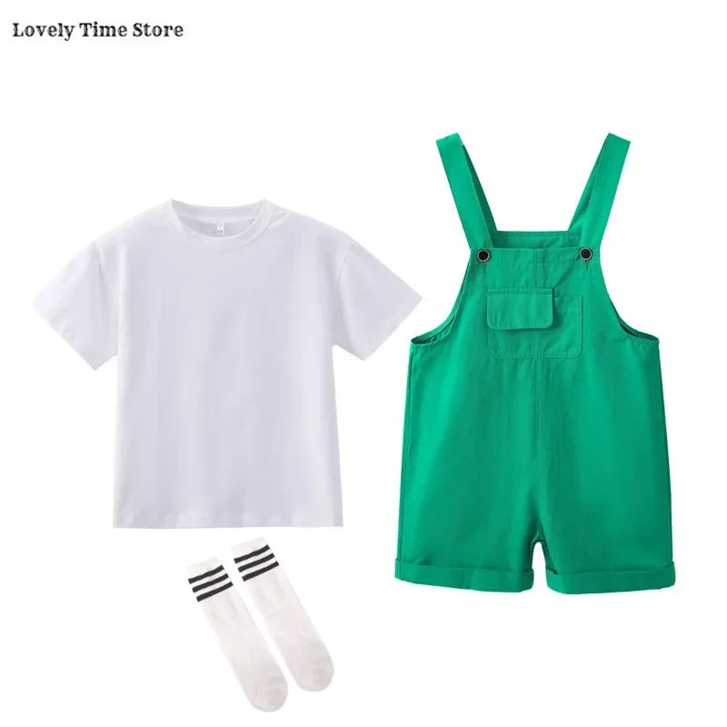 Kids Hip Hop Candy Color Overalls – Girls & Boys Suspender Shorts Jumpsuit Romper Streetwear