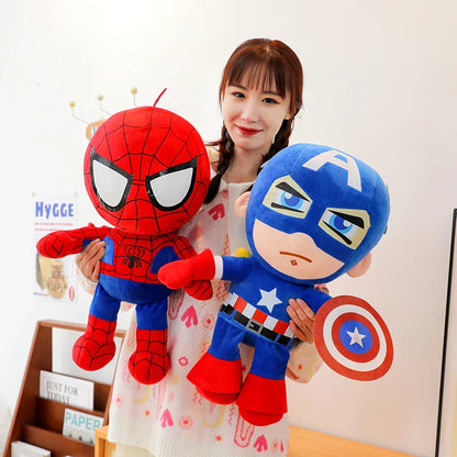 Big Cartoon Superhero Plushies — Captain America, Spider-Man & Iron Man Soft Stuffed Dolls for Kids Birthday Gifts