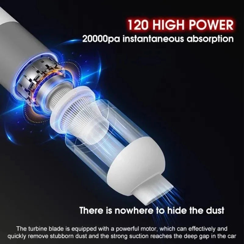 3-in-1 Wireless Car Vacuum Cleaner – Portable Mini Handheld Dust Catcher for Auto Interior Cleaning