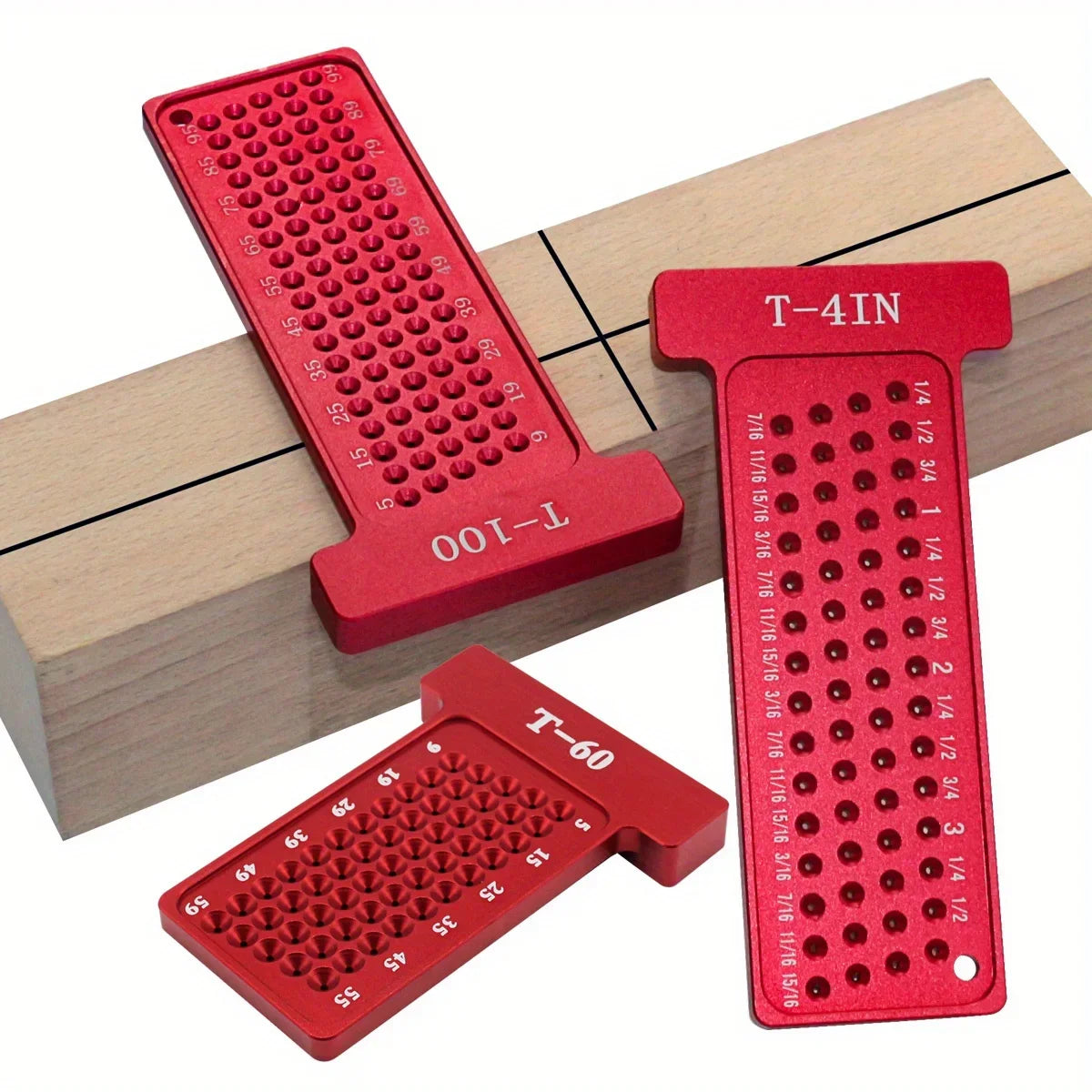 Woodworking Scribe T-Square Ruler – Metric/Inch Aluminum Line Drawing Gauge, Right Angle Protractor for Carpenter Layout