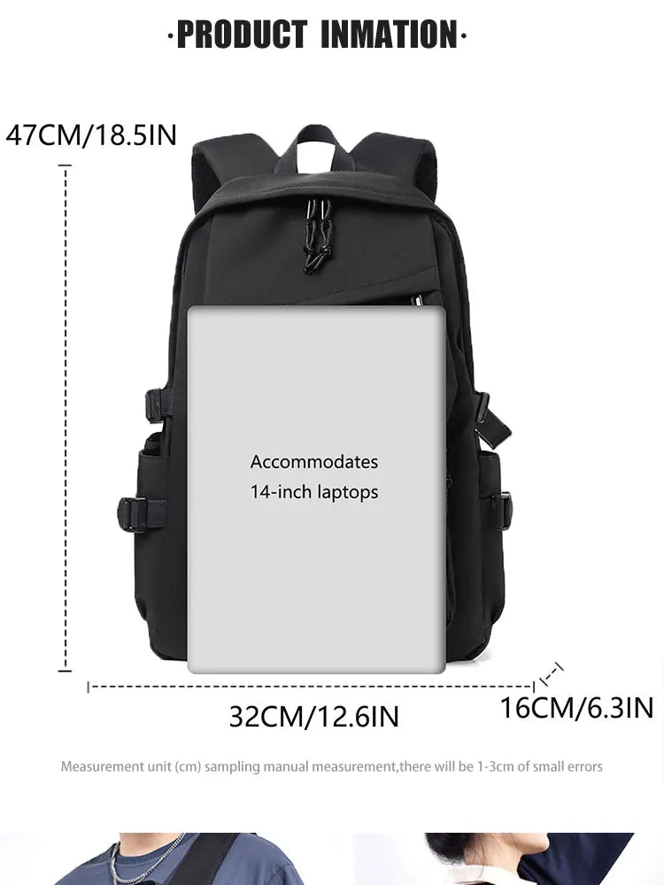 15 Inch Polyester Waterproof Men’s Backpack – Simple, Fashionable Student & Couple Computer Bag