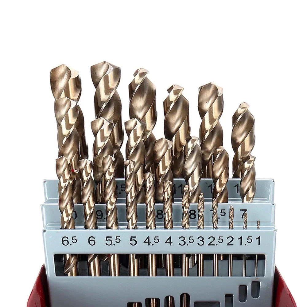 M35 Cobalt Twist Drill Bit Set – HSS-Co Straight Shank Metal Drill Kit for Stainless Steel, Iron & Woodworking Use