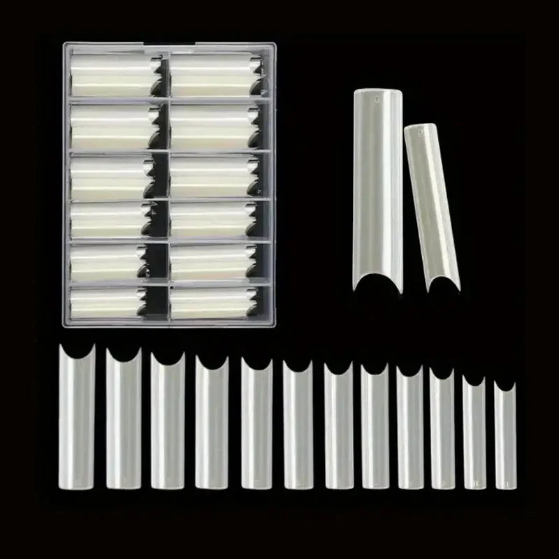 240 Clear Nail Tips – Coffin Shape Fake Toenail and Acrylic Nails, Half Cover Artificial Nail Set with Storage Box