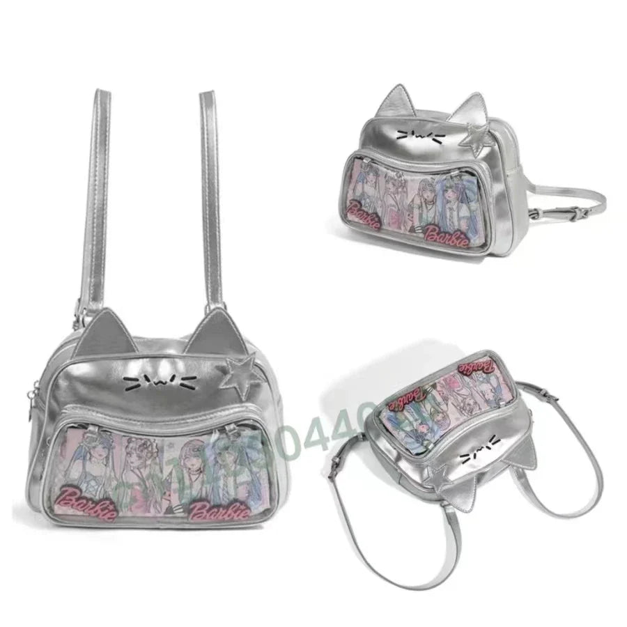 Y2K Korean Kawaii Cat Ita Bag — Cute PU Transparent Shoulder & Crossbody Bag for Girls, Harajuku Style Backpack