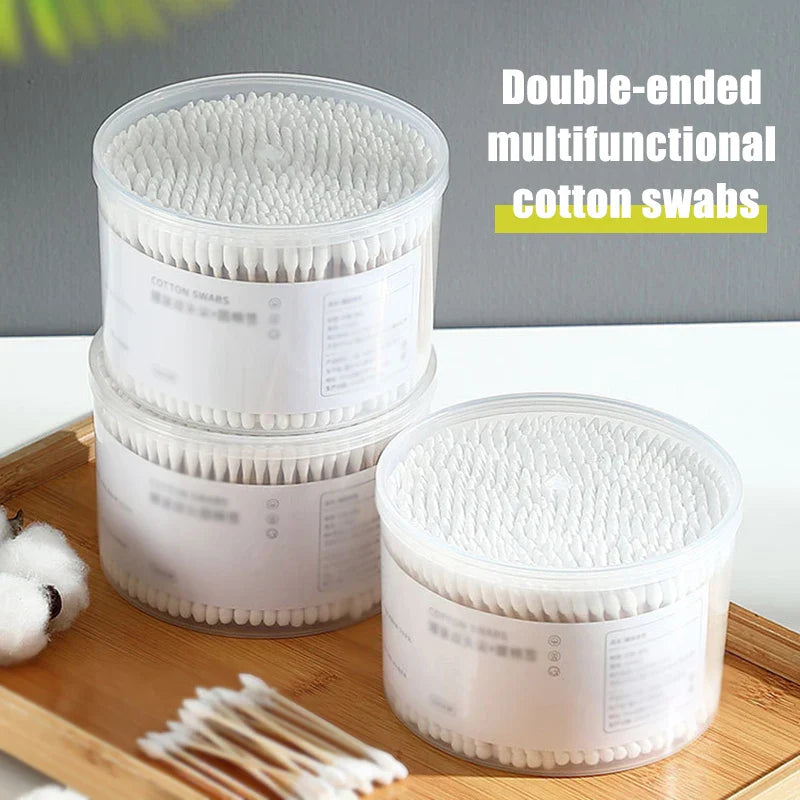500PCS Disposable Cotton Swabs - Double End Round Head for Makeup, Removal, Cleaning, and Pet Care