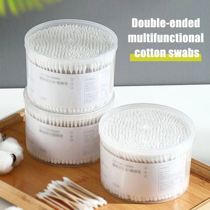 500PCS Disposable Cotton Swabs - Double End Round Head for Makeup, Removal, Cleaning, and Pet Care